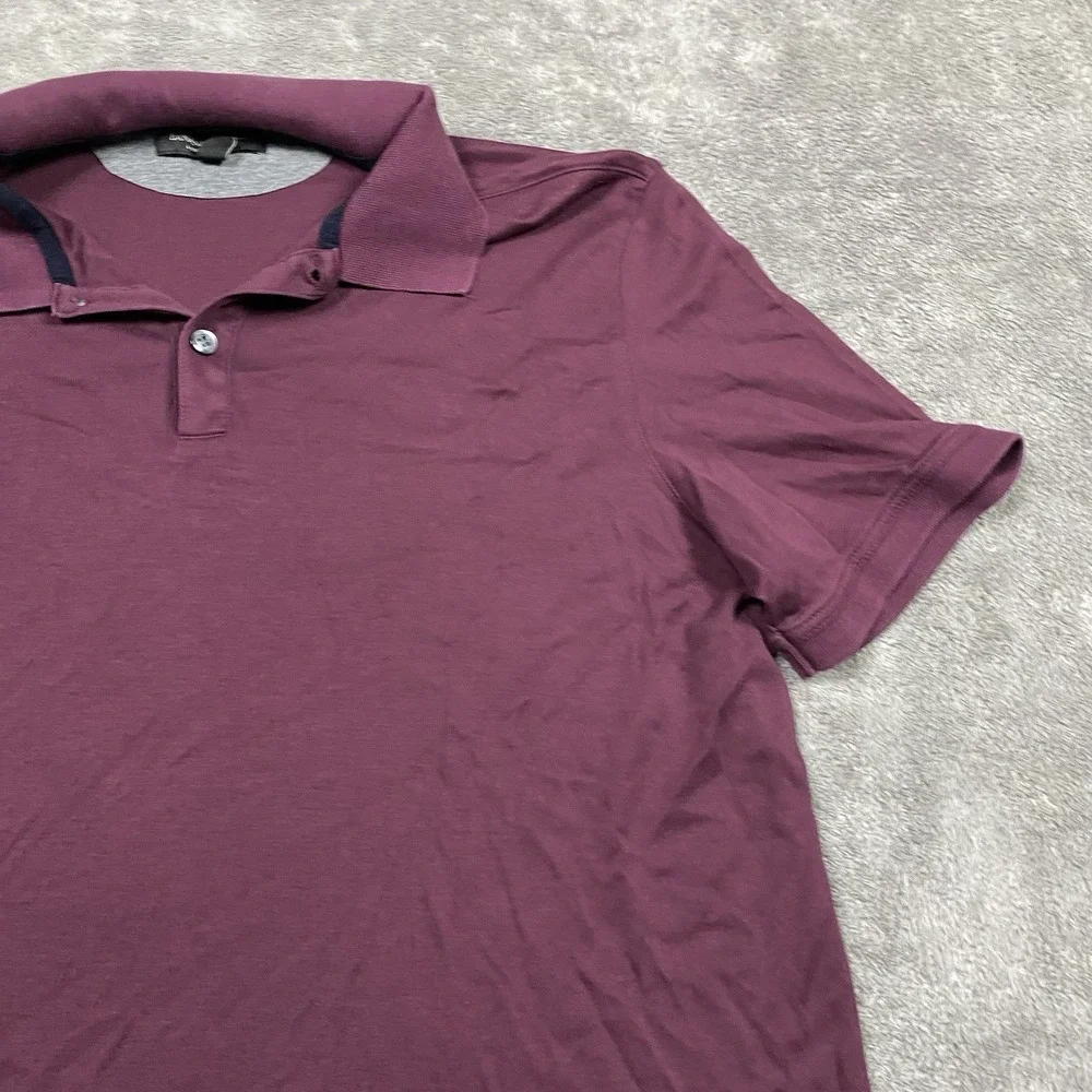 Banana Republic Luxury Touch Polo Mens Tall XL Burgundy Buttons Short Sleeve